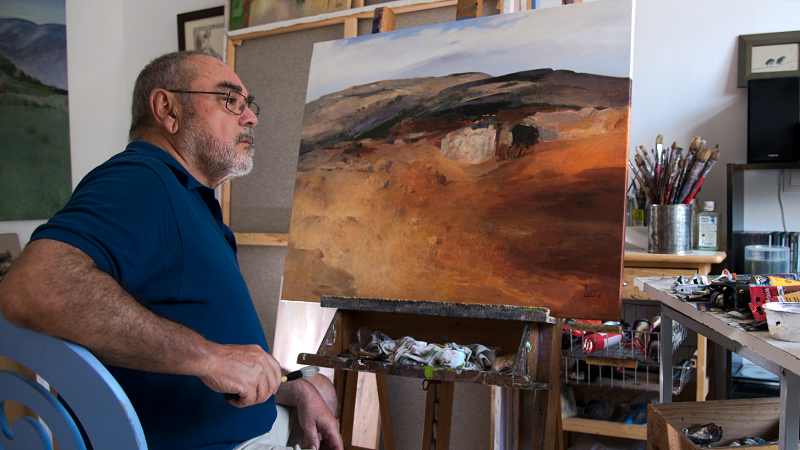 El pintor Juan Guerra muestra sus paisajes imaginados en Agaete