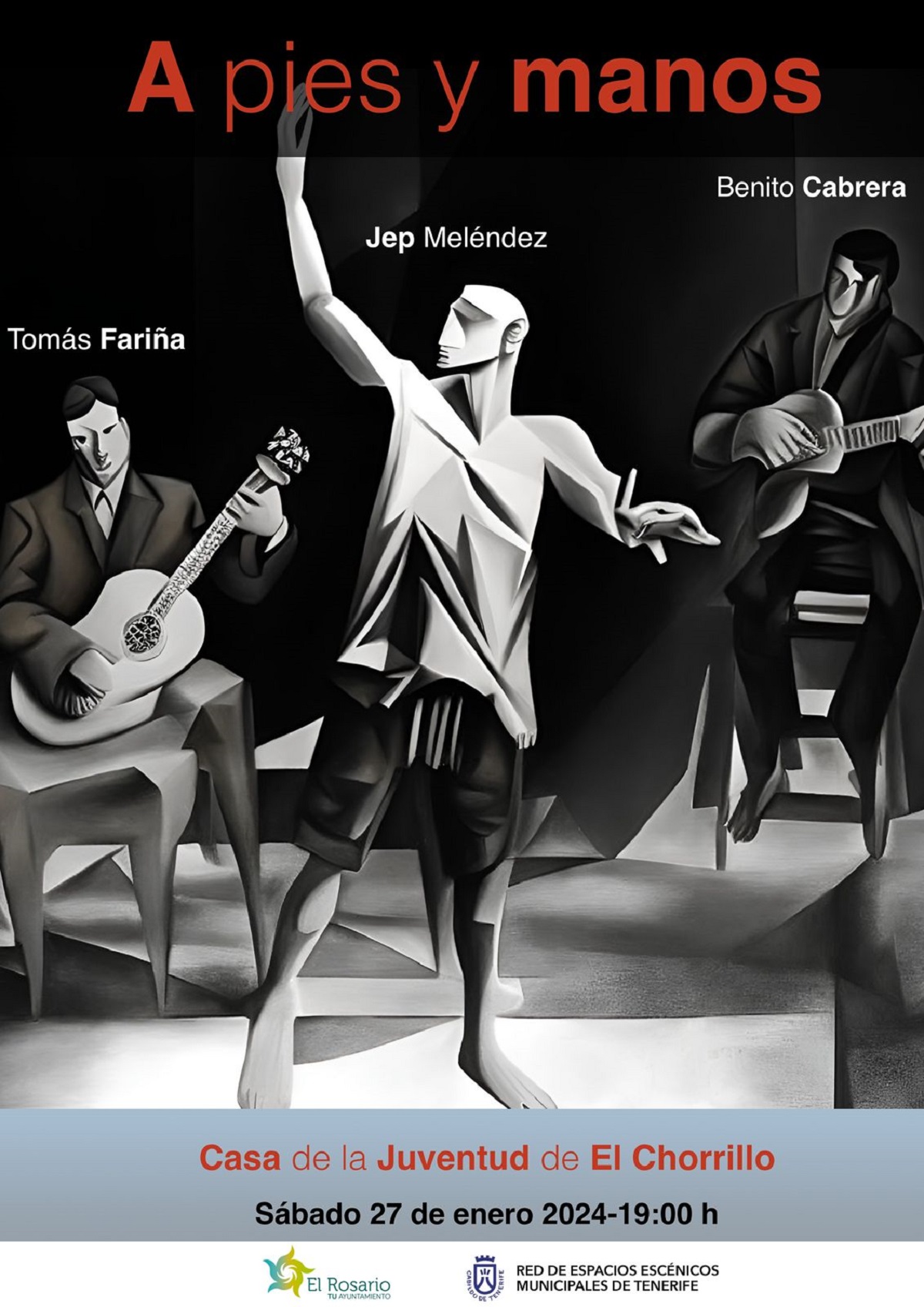 Llega a El Rosario “A pies y manos”, espectáculo de Benito Cabrera, Tomás Fariña y Jep Meléndez