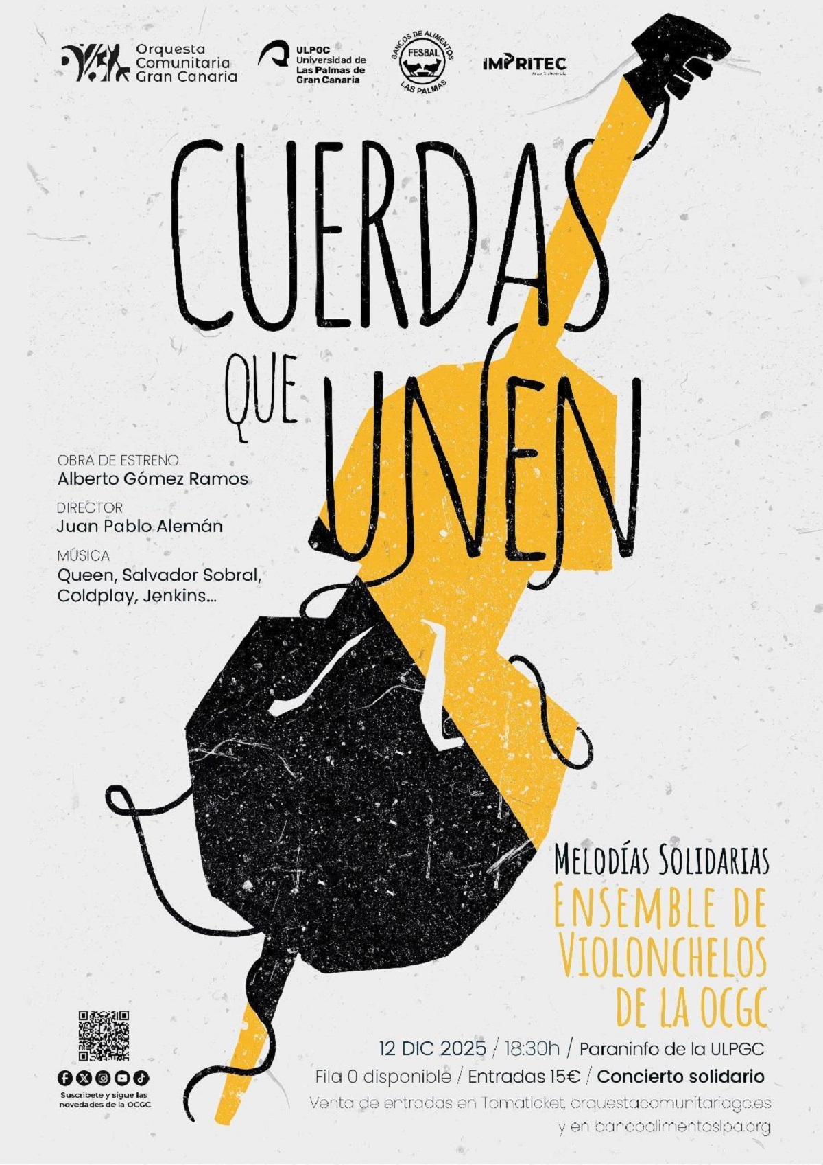 El Ensemble de Violonchelos de la Orquesta Comunitaria presenta “Cuerdas que unen, melodías solidarias”, un concierto a beneficio del Banco de Alimentos