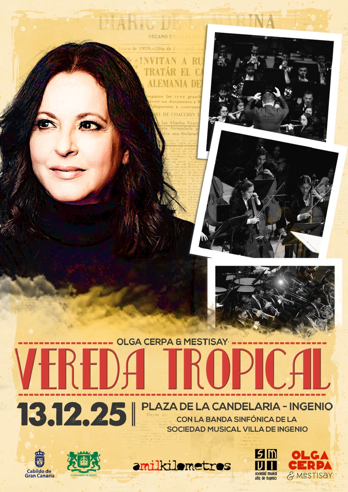 Olga Cerpa y Mestisay presentan en Ingenio, junto a la Banda Sinfónica de la Villa, el premiado espectáculo ‘Vereda Tropical’