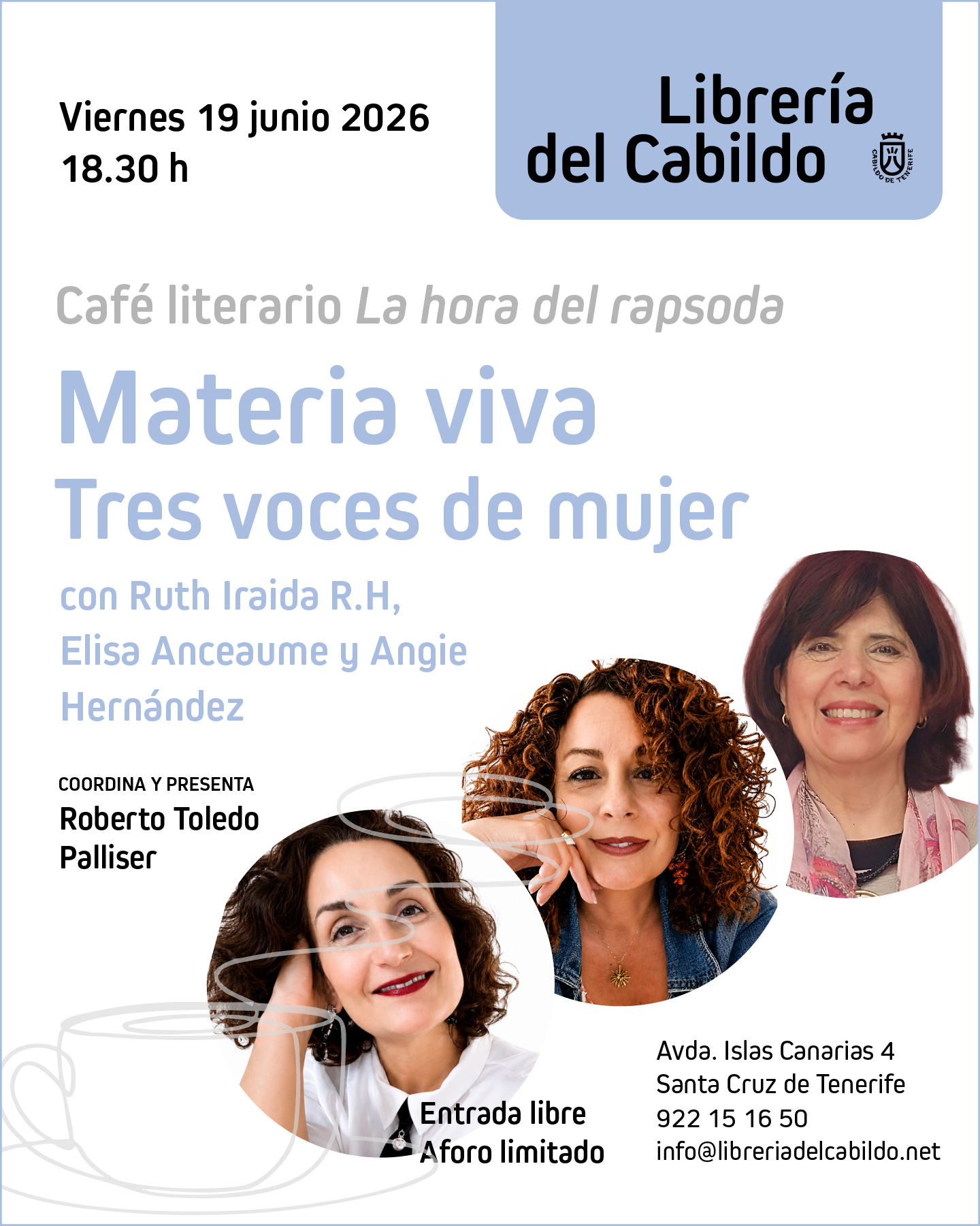 La Librería del Cabildo da voz a tres autoras canarias en una nueva sesión dedicada a la poesía