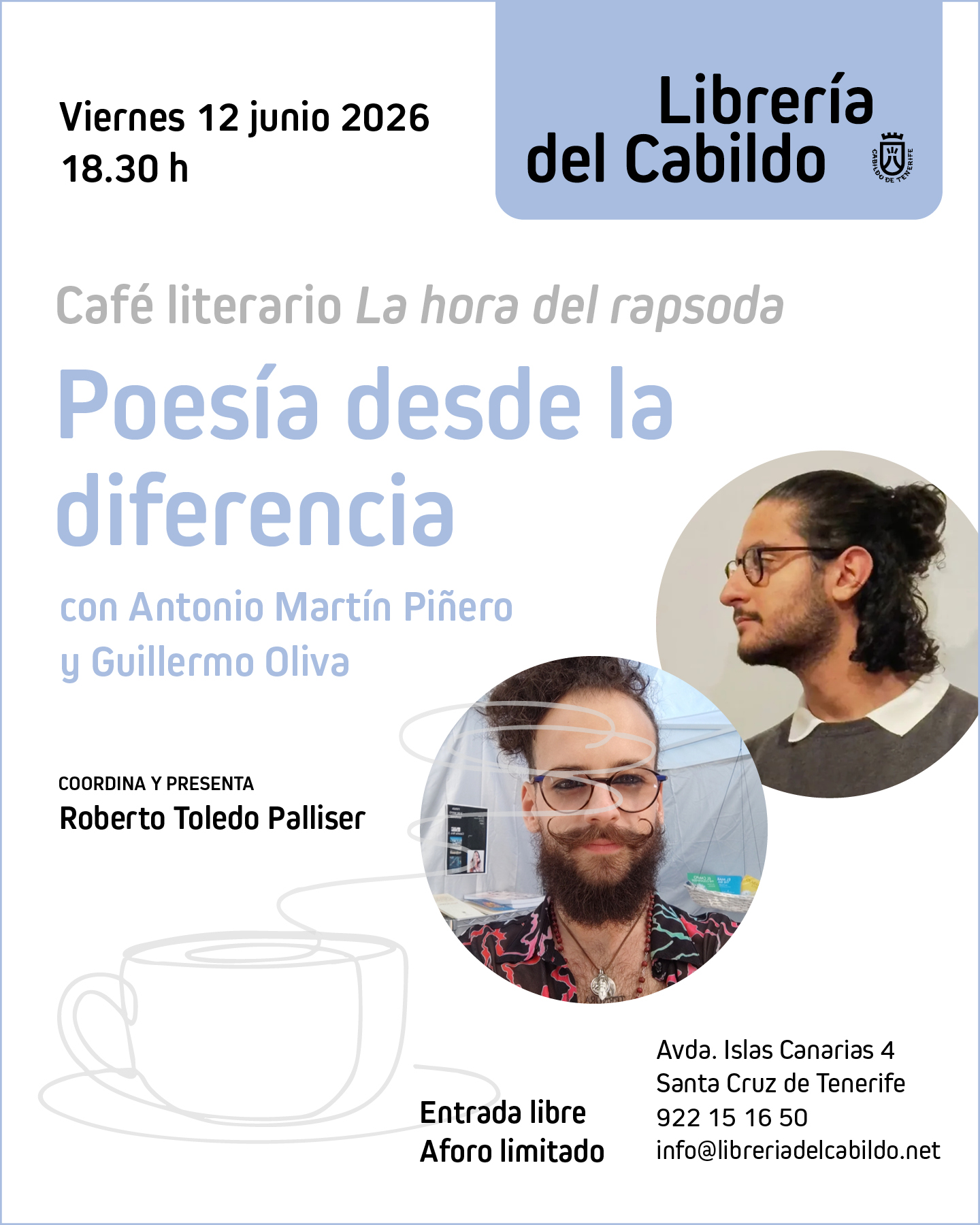 La Librería del Cabildo reúne a dos jóvenes voces de la poesía canaria contemporánea