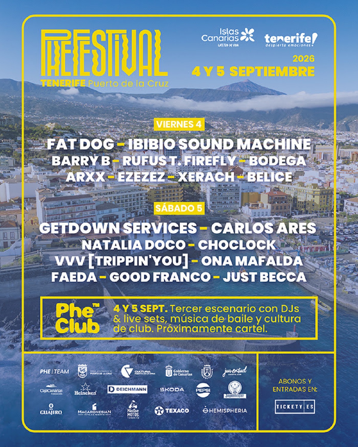 Tenerife Phe Festival tomará el Puerto de la Cruz el 4 y 5 de septiembre con un cartel explosivo