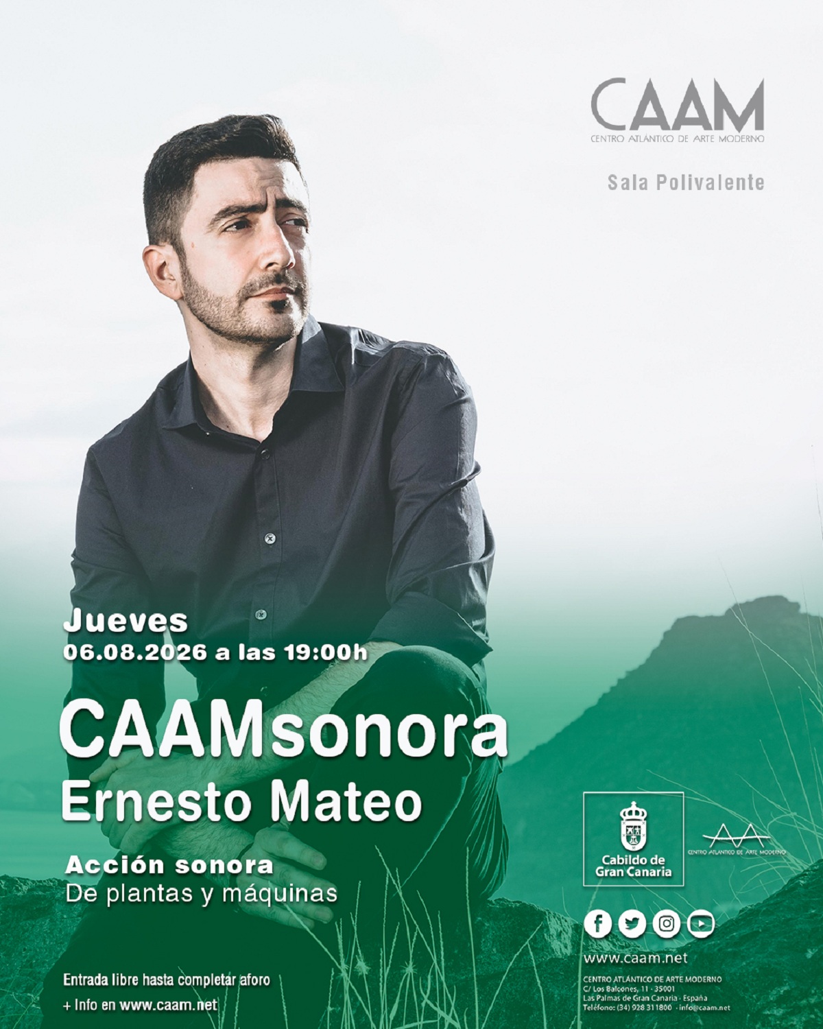 El músico grancanario Ernesto Mateo presenta en el CAAM una obra de arte sonoro a partir del pulso de las plantas