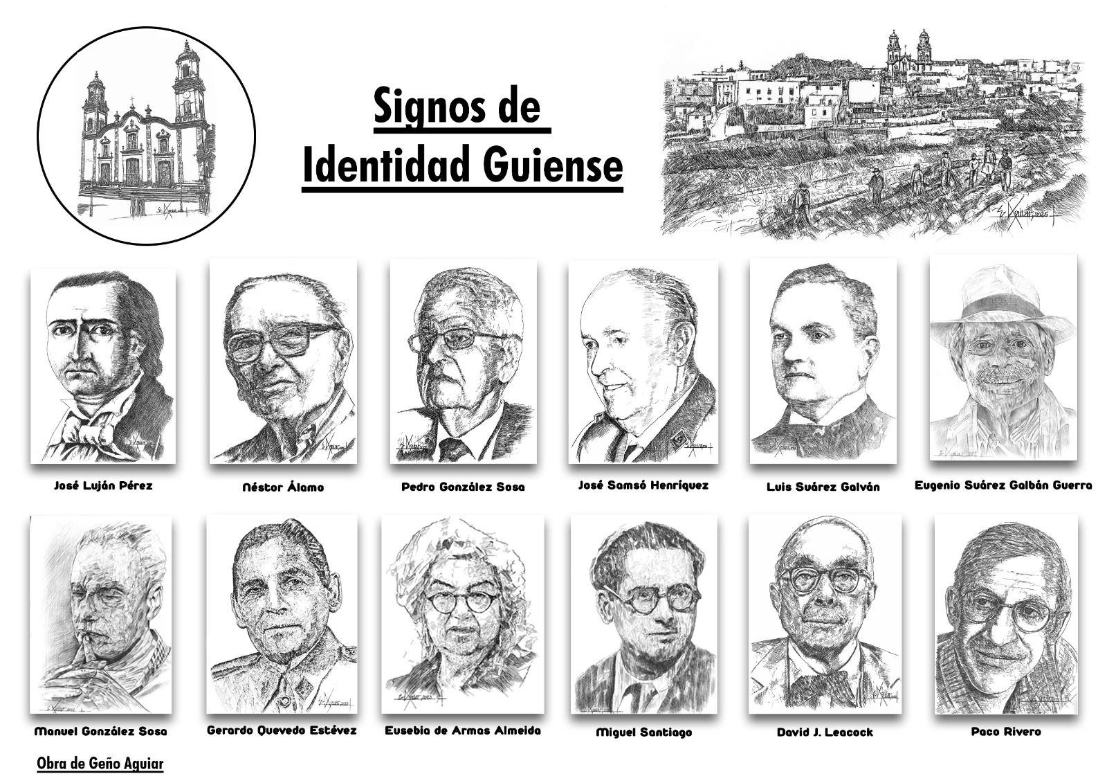 Geño Aguiar dona doce retratos a Guía de Gran Canaria