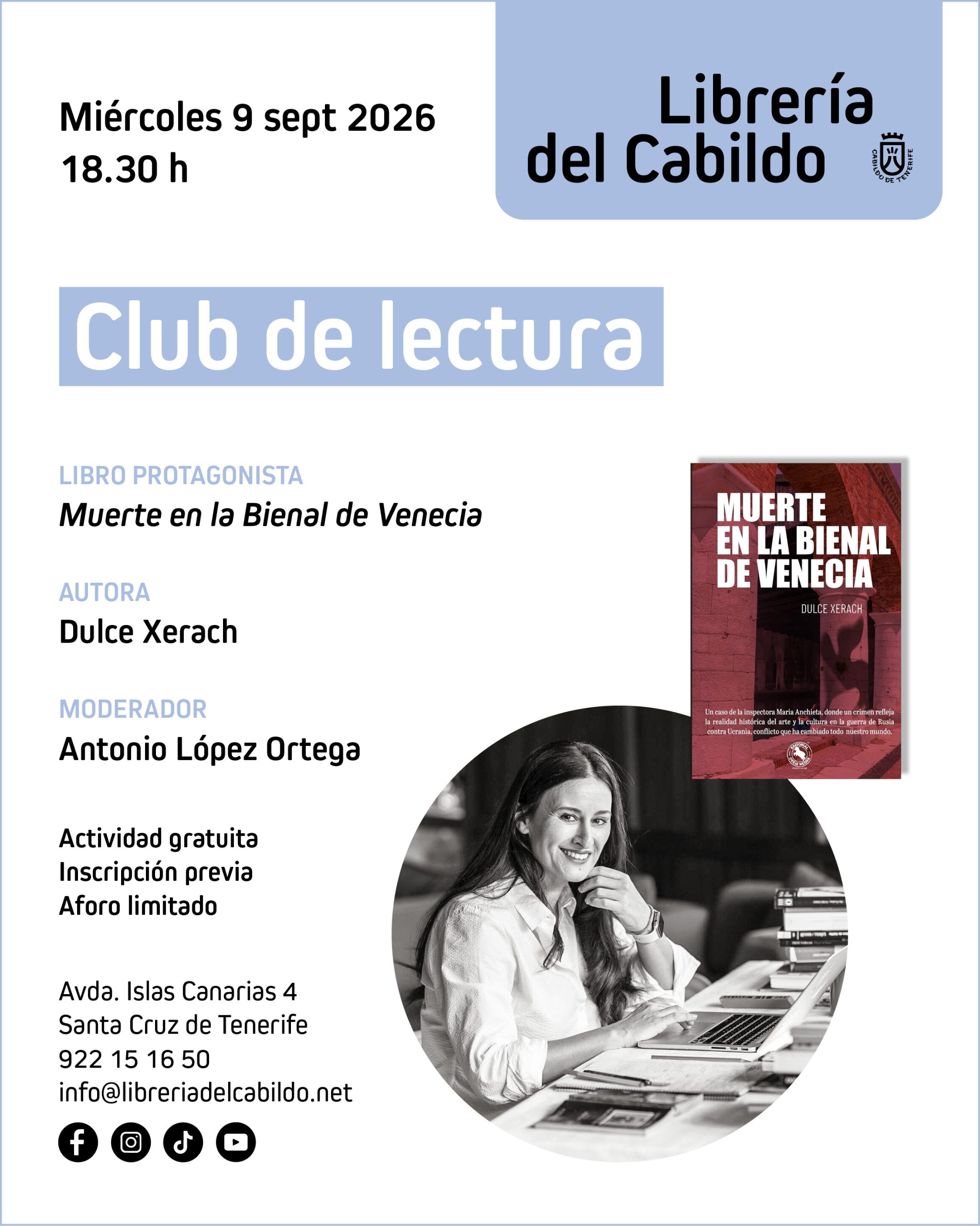 La Librería del Cabildo recuerda a Dulce Xerach a través de su última novela negra