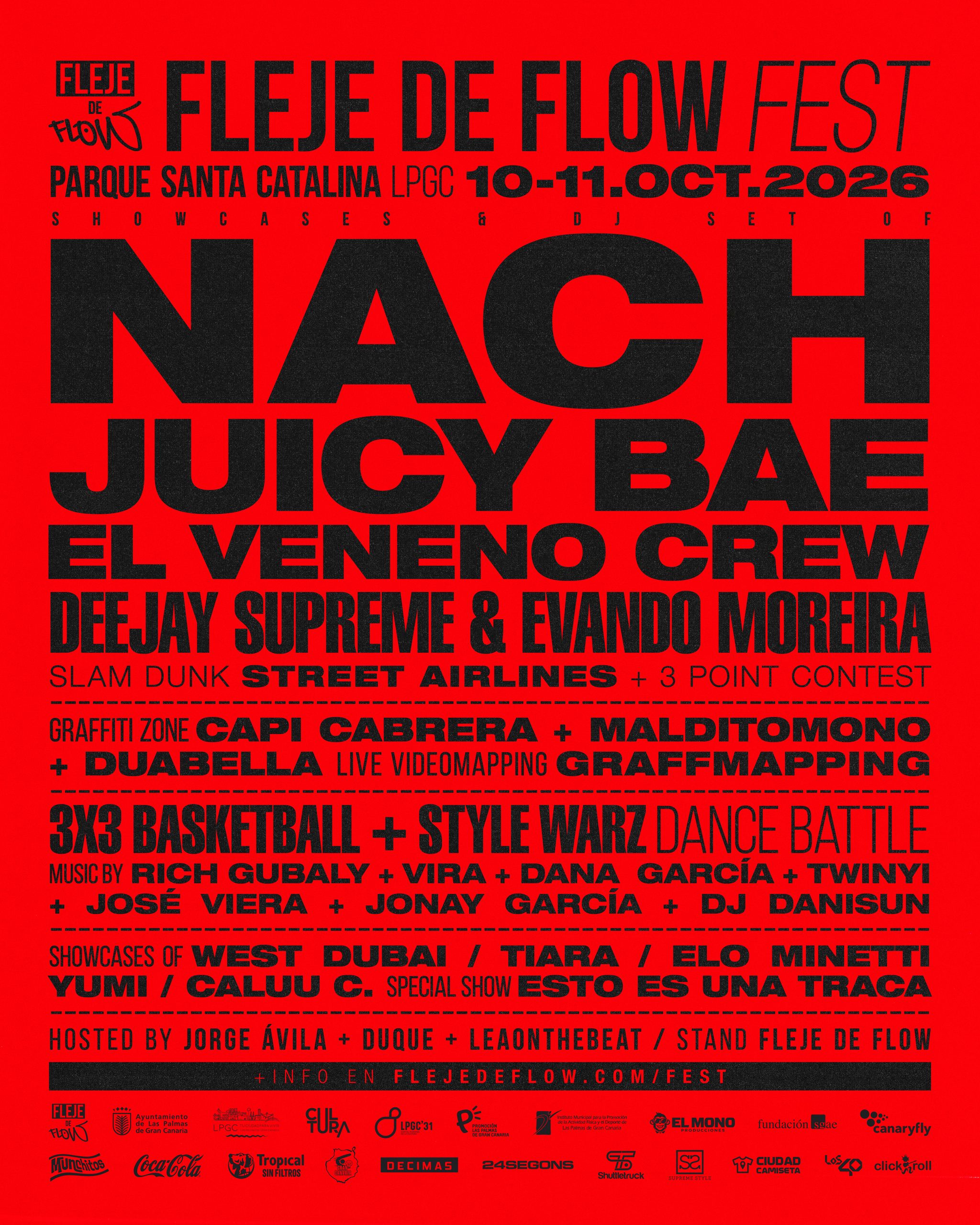 Nach, Juicy Bae y El Veneno Crew, cabezas de cartel en Fleje Flow Fest 2026