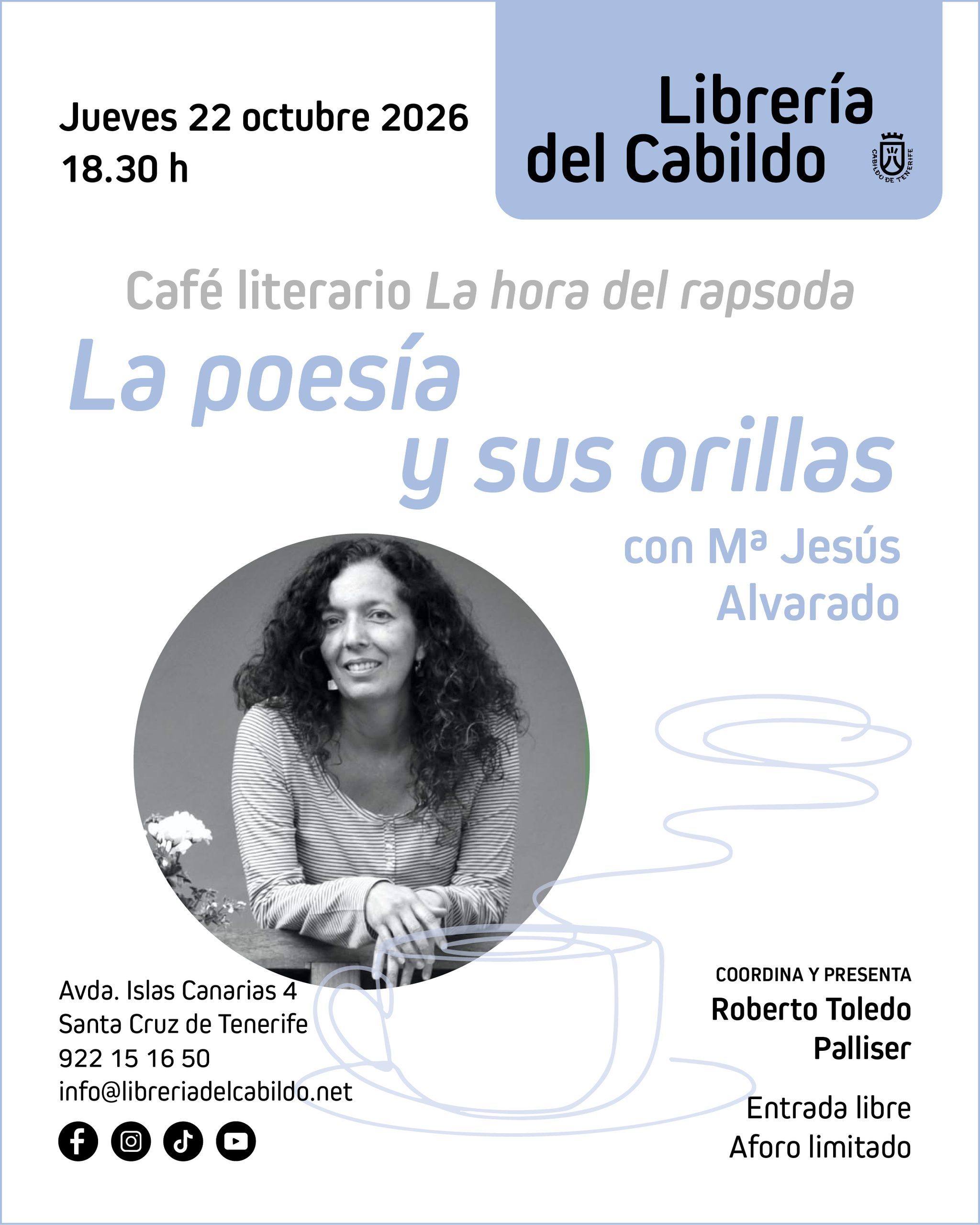 La Librería del Cabildo explora ‘La poesía y sus orillas’ con María Jesús Alvarado