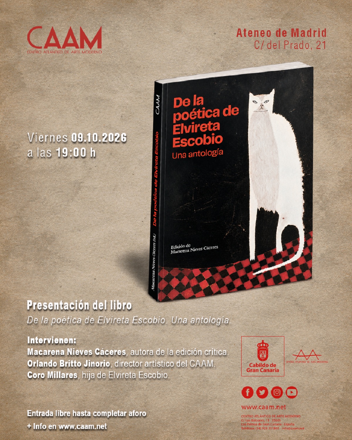 El CAAM presenta en Madrid el libro dedicado a la artista y poeta canaria Elvireta Escobio